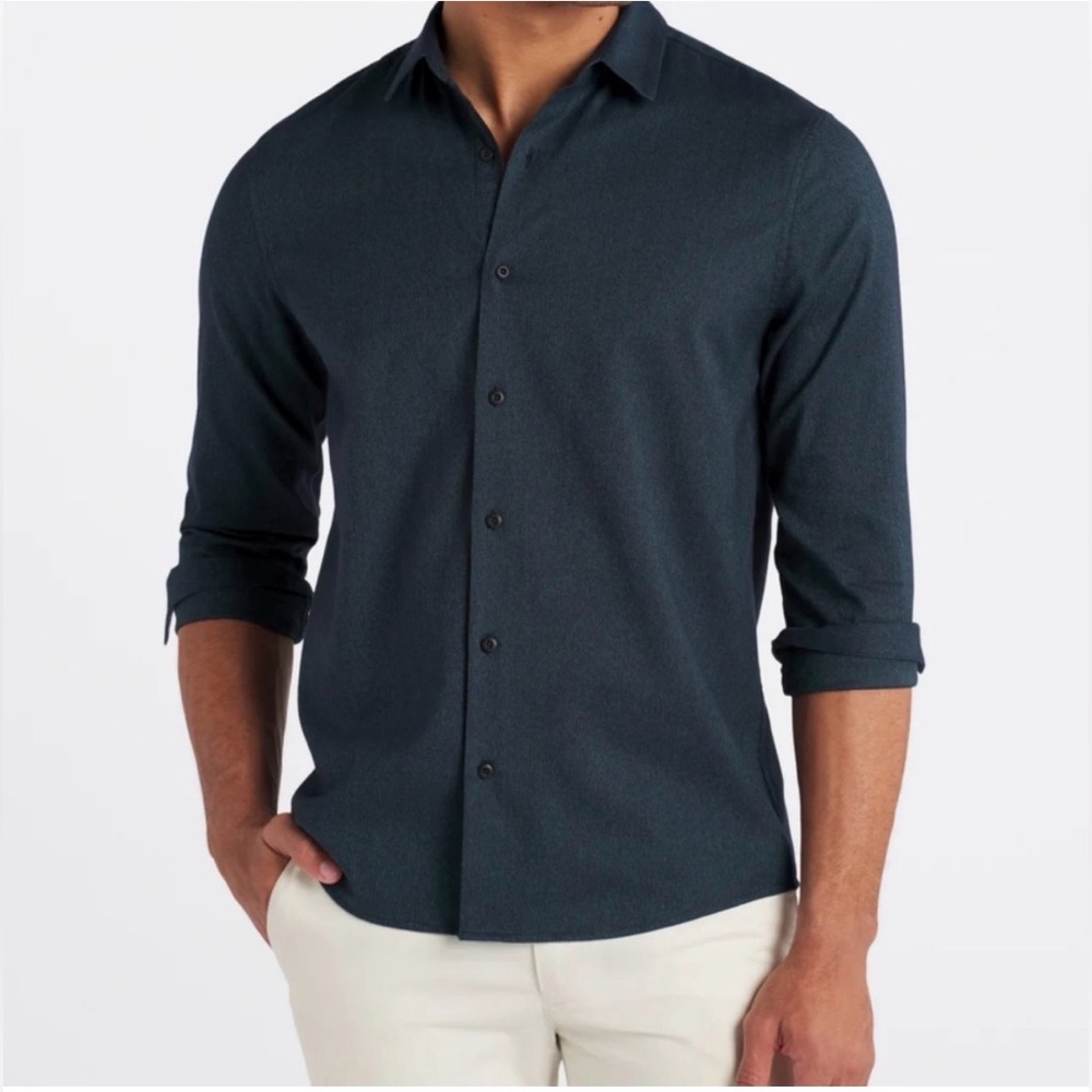 Artefact NEW Men’s Nolan‎ Stretch Jaspe Button Down Shirt Teal Green in M Tall